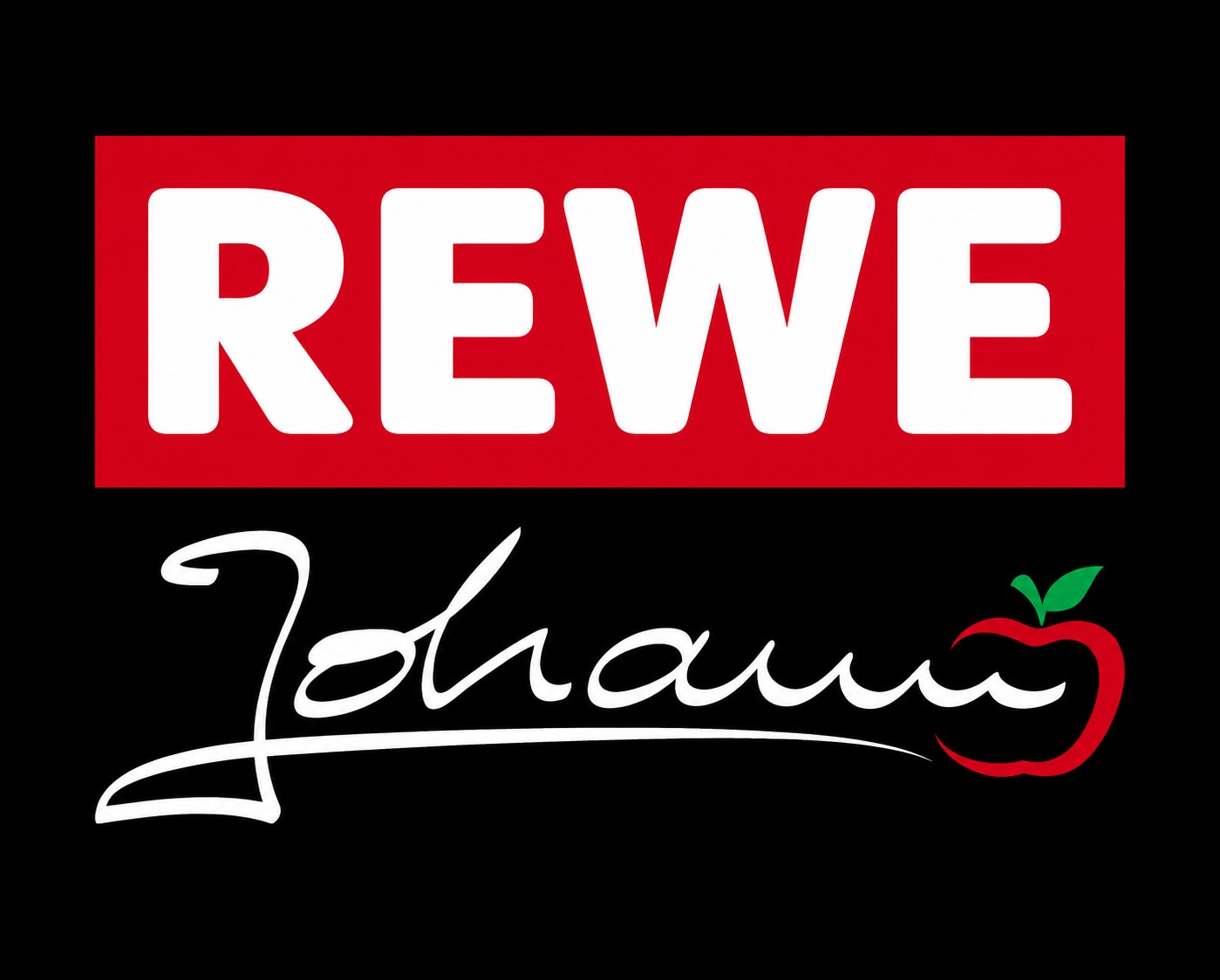 REWE Johann - 2-zeilig, klein, 8 cm breit, linke Brust, Kolormax mit Blokker