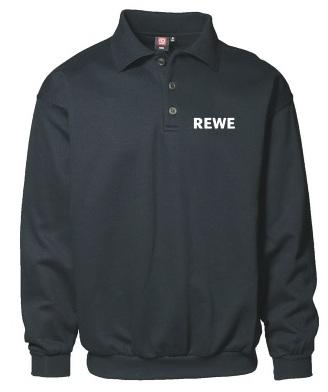 H.Polo-Sweatshirt, ID 0601, "REWE"  Brust + Rücken