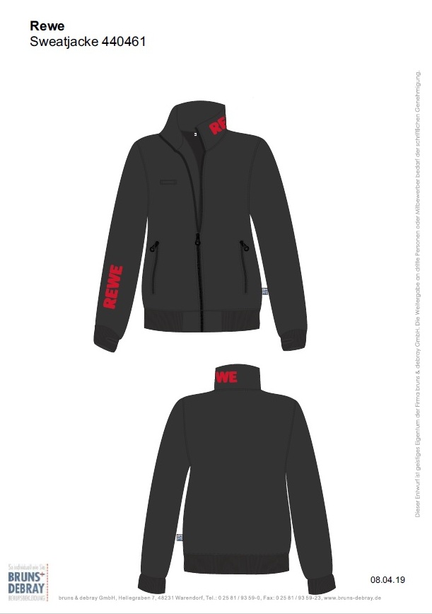 AUSLAUFMODELL I H.Sweatjacke, Einstickung "REWE"